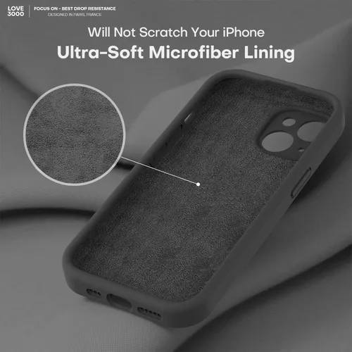 Miniatura 5 de LOVE 3000 Compatible con Funda para iPhone 15, [Cámara de Cobertura Completa de Silicona Suave] [Protección contra Caídas de 8 pies], Forro de Negro