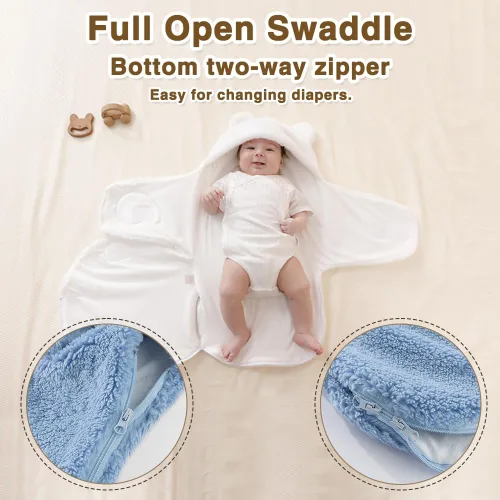 Miniatura 3 de AiWMGL Manta de Forro Polar para Bebé de Invierno 0-3 Meses Niños Niñas Envoltura Ajustable para Recién Nacido Suave y Cálida Saco de Dormir de Felpa
