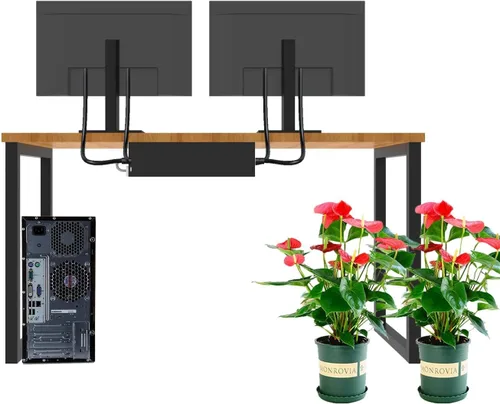 Miniatura 3 de Bandeja de gestión de cables para debajo del escritorio de 17 pulgadas de ancho, soporte para regleta de alimentación, organizador de cables