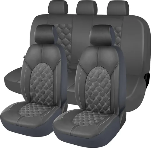 Miniatura 21 de CAROMOP Fundas de asiento de coche de cuero PU de lujo, juego delantero - Fundas de asiento impermeables y antimanchas para automóviles, fundas