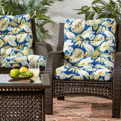 Miniatura 2 de Greendale Home Fashions - Cojín para silla de respaldo alto para exteriores de 44x22 pulgadas (2 unidades), diseño floral de magnolia Magnolia Floral