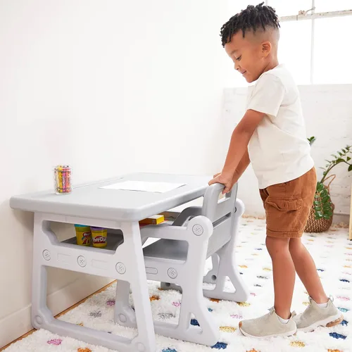 Miniatura 8 de ECR4Kids Escritorio y Silla Plus para Niños, Muebles para Niños, Gris Claro, 2 Piezas