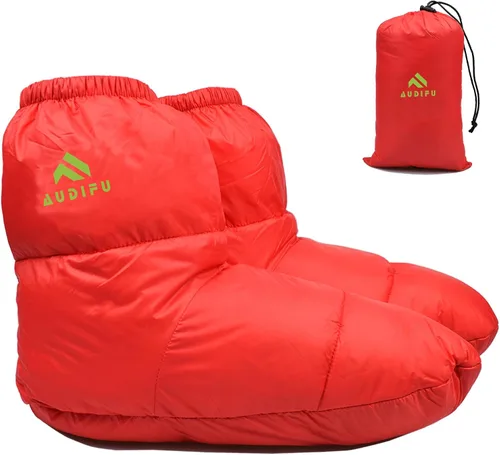 Miniatura 8 de Botines de Plumón Calcetines Cálidos Ultraligeros para Dormir para Acampada, Mochileros - Calentador de Pies de Plumón para Saco de Dormir de Negro