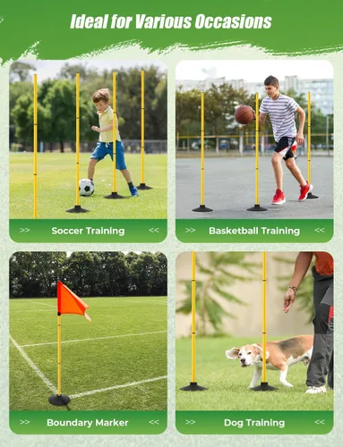 Miniatura 4 de GHB Postes de Agilidad Paquete de 4 de 50" Postes de Entrenamiento de Fútbol Deportivo, Equipo de Entrenamiento de Velocidad Desmontable Accesorios