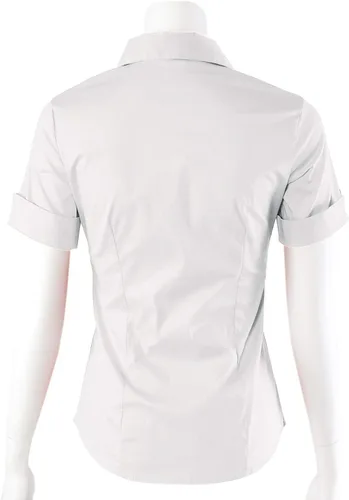 Miniatura 3 de Blusa de manga corta elástica con cuello abotonado para oficina, formal, informal, para mujer, ajuste (XS-3XL)