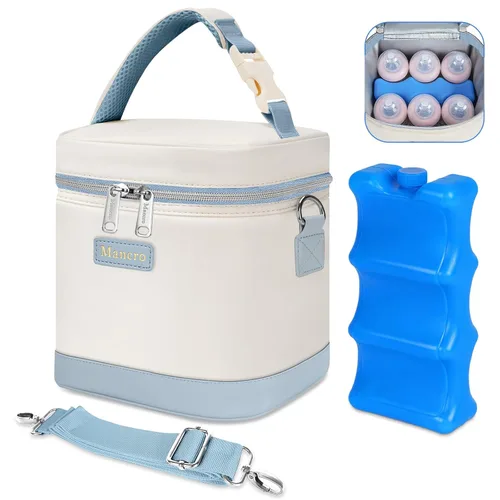Miniatura 7 de Bolsa de refrigeración de leche materna Mancro con capacidad para 6 biberones de hasta 9 onzas, bolsa térmica para biberones con paquete de hielo