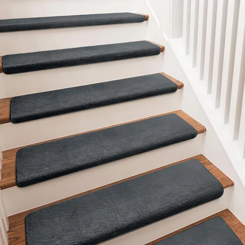 Miniatura 14 de PURE ERA Protectores de escalera para interiores, ultra felpa, suaves, para interiores, aptos para mascotas, cinta antideslizante, sin lavable