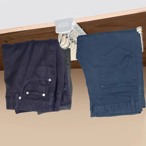 Miniatura 5 de Perchero extraíble para pantalones de doble fila y 22 brazos para armario, organizador de pantalones extraíbles para guardarropa, dormitorio (beige)