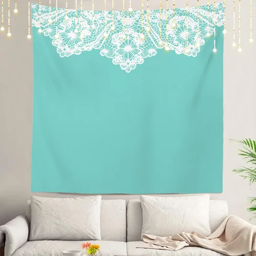 Miniatura 126 de Shrahala Tapiz de pared azul brillante, acuarela azul degradado para colgar en la pared, tapiz grande decorativo de fibra de poliéster, dobladillo