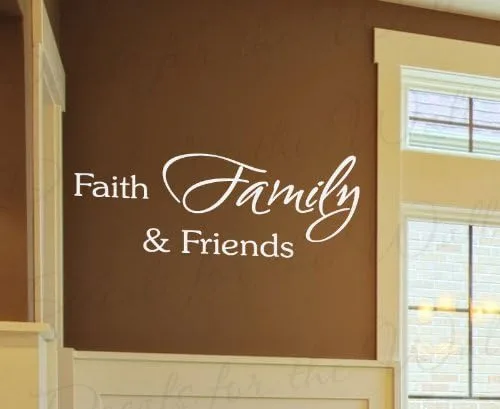 Faith Family and Friend - Love Home Friendship - Decoración de pared, calcomanía decorativa de vinilo con cita gráfica, letras que dicen, decoración