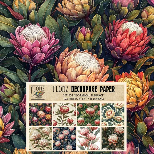 Miniatura 2 de Decoupage - Paquete de papel (24 hojas de 6 x 6 pulgadas) modernos patrones florales gitanos FLONZ papel de patrón vintage sin costuras para Dos