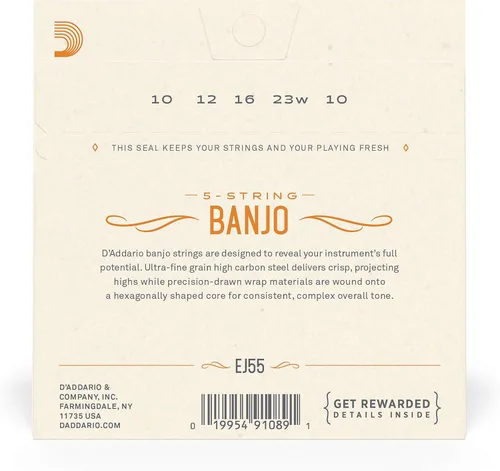 Miniatura 3 de D'Addario Cuerdas para banjo tenor, bronce fosforado, EJ55, calibre medio 9-30, juego de 5 cuerdas, paquete de 1