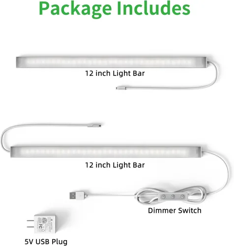 Miniatura 7 de Enchufe de iluminación para debajo del gabinete, luces regulables para debajo del mostrador para cocina, 2 piezas de 12 pulgadas, luz LED USB blanco