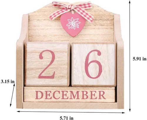 Miniatura 3 de Bloques de madera para bricolaje, calendario de escritorio perpetuo diario, accesorios de fotografía, manualidades de Navidad, decoración de oficina