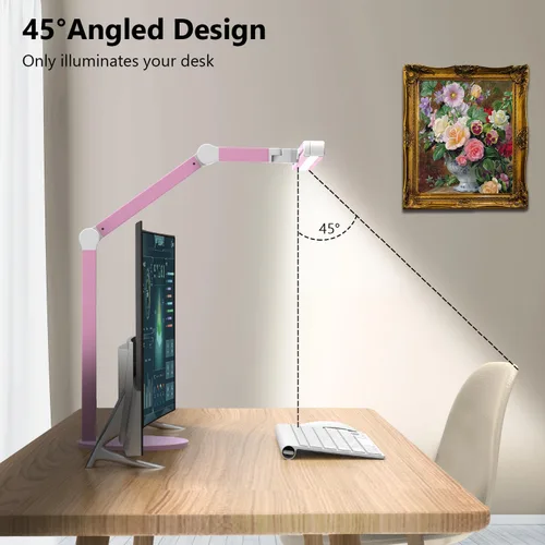 Miniatura 4 de Micomlan Lámpara de escritorio LED con base, luz de escritorio de arquitecto alto ajustable para oficina en casa con brazo oscilante flexible