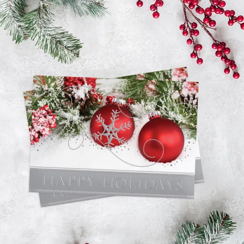 Miniatura 5 de Masterpiece Adorno Navideño Brillante Tarjetas de Navidad / Juego de 16 Tarjetas Navideñas en Caja con Acentos de Papel Aluminio Plateado y Sobres