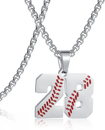 Miniatura 139 de SKQIR Colgante de número de jersey de béisbol para hombres y niños - Cadena de acero inoxidable para atletas - Negro