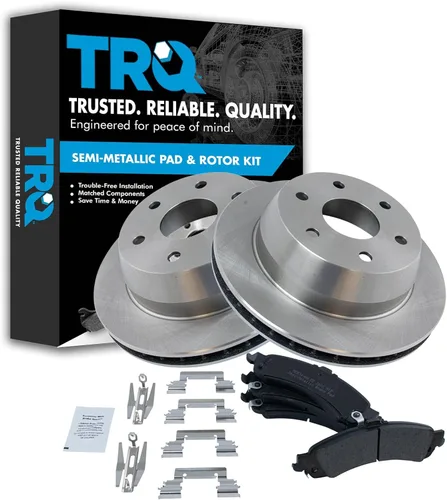 Miniatura 165 de TRQ Juego de pastillas de freno semimetálicas traseras y rotores compatibles con Chevrolet Trailblazer 02-06 Trailblazer EXT 04-06 SSR 02-07 GMC