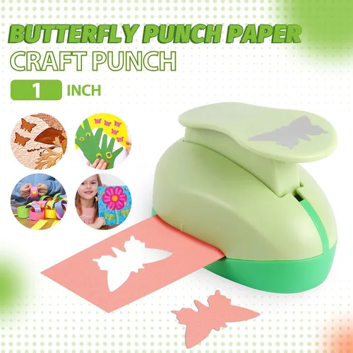 Miniatura 2 de UCEC Perforadora de mariposa de 1 pulgada, perforadores de papel para manualidades, perforadora de palanca hecha a mano, forma de agujero