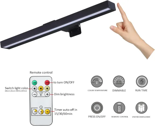 Miniatura 3 de MIOBLUE Luces LED para fotos con control remoto, luz de metal de 16 pulgadas, lámpara de visualización recargable, luz de diana regulable