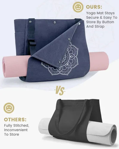 Miniatura 2 de Gonex Bolsa para Esterilla de Yoga, Bolsa de Gimnasio Tipo Tote con Múltiples Bolsillos para Mujeres y Hombres, Portaesterillas de Yoga de Lona