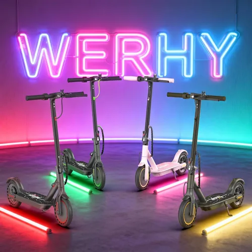 Miniatura 9 de WERHY Scooter eléctrico plegable para niños, motor de 350 W, alcance máximo de 12/16 millas, velocidad máxima de 19 MPH, neumático sólido de 8.5 Rosa