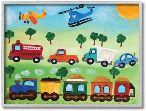 Miniatura 24 de Placa de pared The Kids Room by Stupell Aviones, trenes y automóviles, 16 x 20 pulgadas