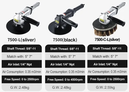 Miniatura 3 de Lijadora neumática de 7 pulgadas, máquina de carpintería con forma de superficie curvada, pulidora de aire, ligera a 5.88 libras, velocidad