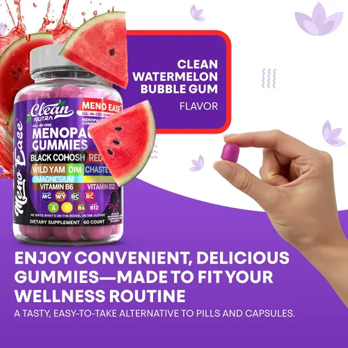 Miniatura 10 de Suplemento para la menopausia para mujeres en gomitas con cohosh negro, ñame silvestre, DIM, magnesio, trébol rojo, agracejo para el equilibrio