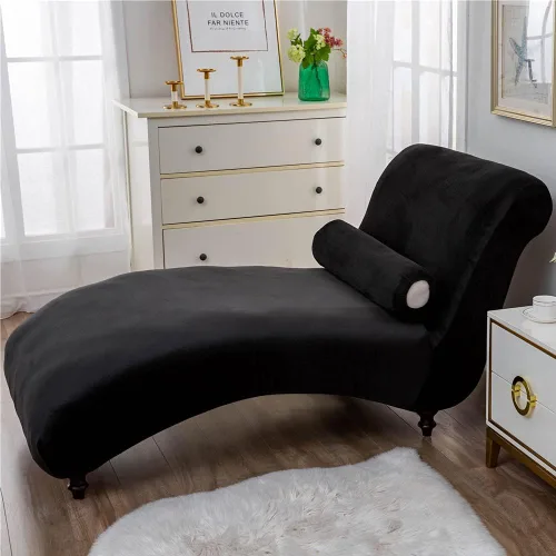 Miniatura 4 de Funda de terciopelo para tumbona de lujo, para sala de estar, muebles de interior, ultra suave, lavable a máquina, color negro