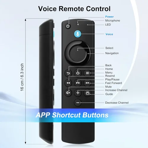 Miniatura 7 de Control remoto Firestick de repuesto para Fire Smart TV Stick Lite/4K/4K MAX/4K Plus/HD, Smart TV 3ª generación/cubo de TV (1ª/2ª/3ª generación)/TV
