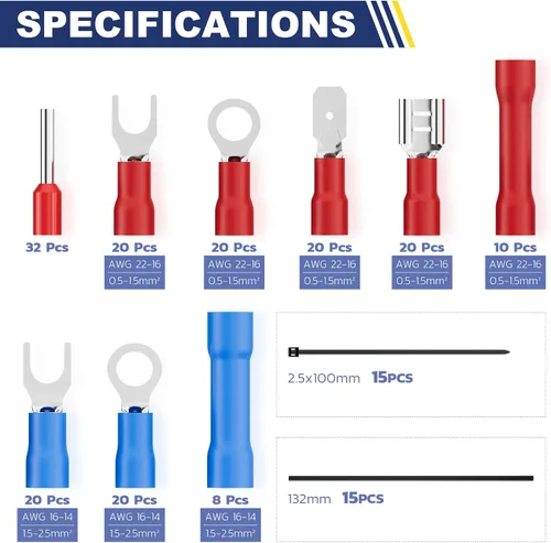 Miniatura 3 de haisstronica Kit de pelacables de 201 piezas, herramienta automática de pelacables para cables AWG 24-10 con terminales aislados, pelacables