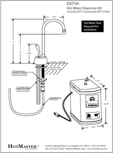 Miniatura 5 de Westbrass Dispensador de agua d271hfp-11 Velosah Contemporáneo tanque caliente, 9," Cobre envejecido)