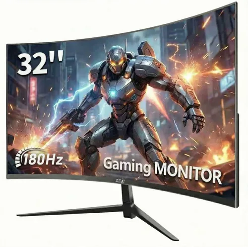 ZZA Monitor curvo de 32 pulgadas para juegos de 180 Hz, monitor de computadora FHD 1080P 1500R HDR, FreeSync, monitor ultrarrápido de 1 ms para
