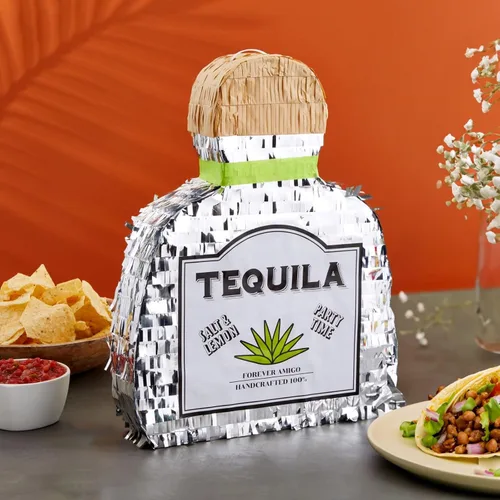 Miniatura 2 de Sparkle and Bash Forma de botella de tequila de piñata, pequeña, lámina plateada, 16.5 x 13 x 3 pulgadas, piñata para decoraciones de fiesta