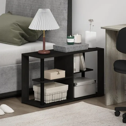 Miniatura 2 de Furinno Romain - Mesa auxiliar estrecha con estantes, color espresso/negro