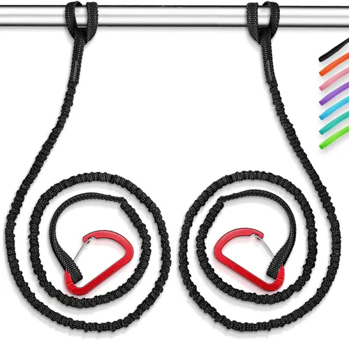 OCEANBROAD Correa de remo de kayak estirable con cuerda de lanyard para SUP, kayak, botes, canoa, caña de pescar, 4-7 pies Negro
