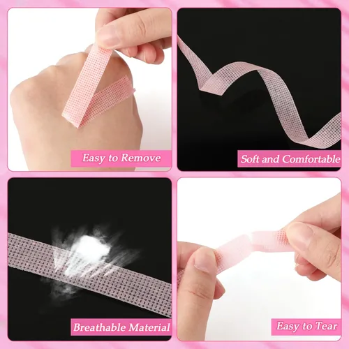 Miniatura 3 de UPINS 24 rollos de cinta de pestañas, cinta de tela microporosa transpirable para suministros de extensión de pestañas (rosa)