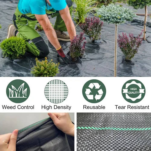 Miniatura 3 de Rohuis Tela de barrera de malezas de 4 x 100 pies, cubierta de suelo tejida resistente para jardín, alfombrilla de control de malezas