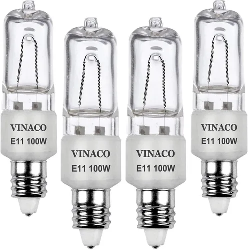 Miniatura 9 de VINACO Bombilla E11, bombillas halógenas JDE11 de 120 V 75 W, base de mini candelabro T4, alto rendimiento 1150 lm, blanco cálido 2700 K, regulable