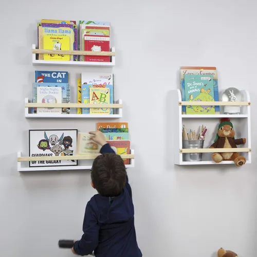 Miniatura 4 de Wallniture Utah - Estantería flotante para niños, para decoración de guardería, estantes de pared para libros, exhibidor de fotos de varios tamaños