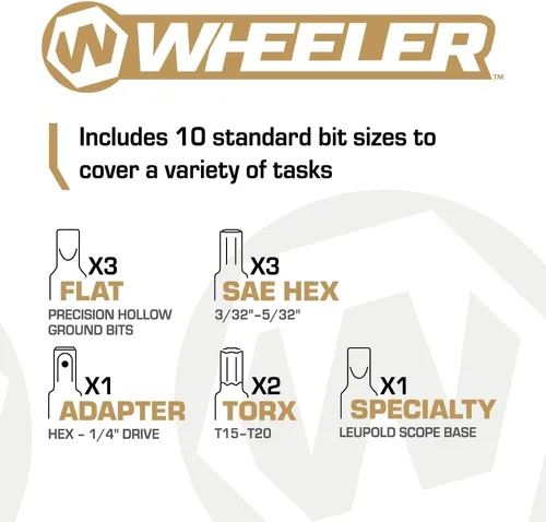 Miniatura 3 de Wheeler Llave dinamométrica manual de precisión para armas de fuego con medición de pulgadas/libras, brocas y estuche de almacenamiento para montaje