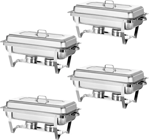 Miniatura 11 de Juego de Platos Calentadores Buffet Set 6 Piezas 8QT Acero Inoxidable Calentador de Alimentos Chafer Juego Completo con Bandeja de Agua, Soporte
