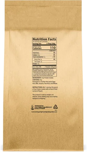 Miniatura 3 de PURE ORIGINAL INGREDIENTS Aislado de proteína de soja (4 lb) siempre puro, sin rellenos ni aditivos
