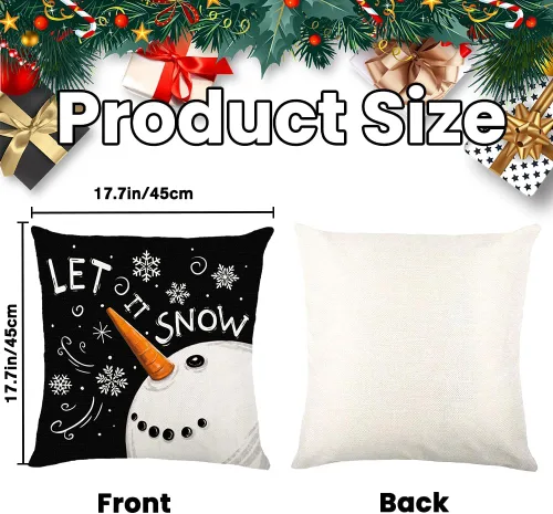 Miniatura 2 de Vellibring - Fundas de almohada de Navidad - 45.7 x 45.7 cm, diseño de copo de nieve, muñeco de nieve, árbol, decoraciones de Navidad, funda