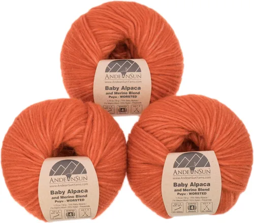 Miniatura 10 de Juego de 3 hilos de lana merino de alpaca bebé [426 yardas en total] gris claro, #4 peinado