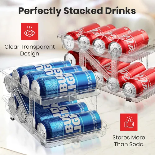 Miniatura 3 de Dispensador de Lata de Soda Expandible Para Refrigerador - Pack de 2 - Organizador Transparente de Latas de Soda Para Refrigerador, Cocina
