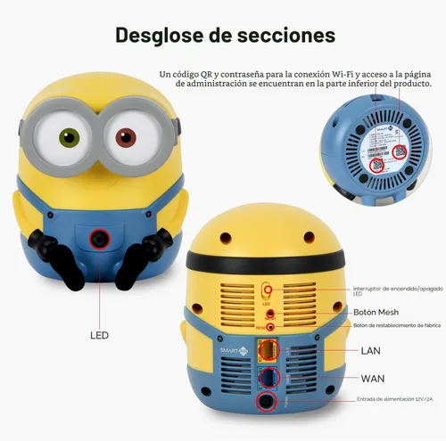 Miniatura 3 de Davolink Minions Series WiFi 6 / 6E Router de Gaming Extensor WiFi Dual y Tri-Band Gigabit Sistema de Malla de Internet Inalámbrico Streaming 8K