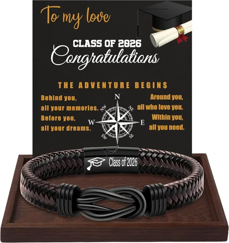 Miniatura 22 de Regalos inspiradores para hombres, pulseras con código morse, pulseras para hombre, regalos de graduación para él, Día del Padre, pulsera de cuero