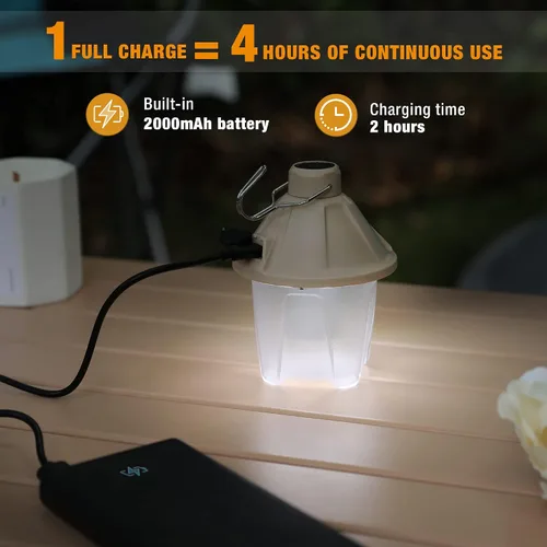 Miniatura 5 de EverBrite Linterna de campamento de 450 lúmenes, linterna de campamento recargable USB C con parte superior magnética y gancho para colgar, 5 modos